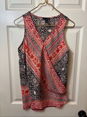 Aqua Red and Black Printed V-Neck Sleeveless Camisole